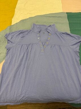 Style & Co. Light Blue Short-Sleeve Snap Polo Top
